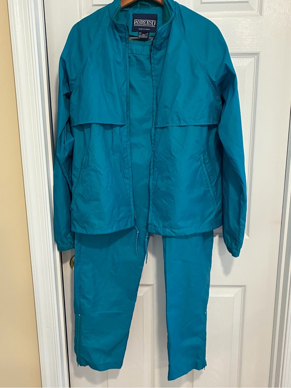 Vintage 80s/90s Teal Blue Nylon Windbreaker Tracksuit Set Size full zip Medium
